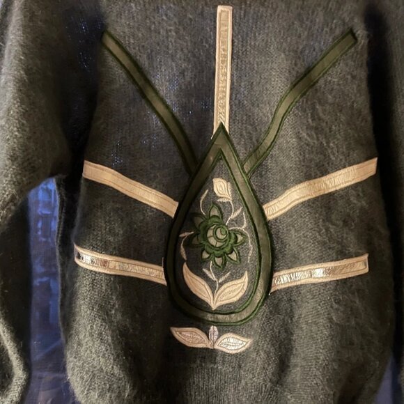 vintage italian wool sweater unique embroidery in Small/ it 38 - Picture 3 of 6